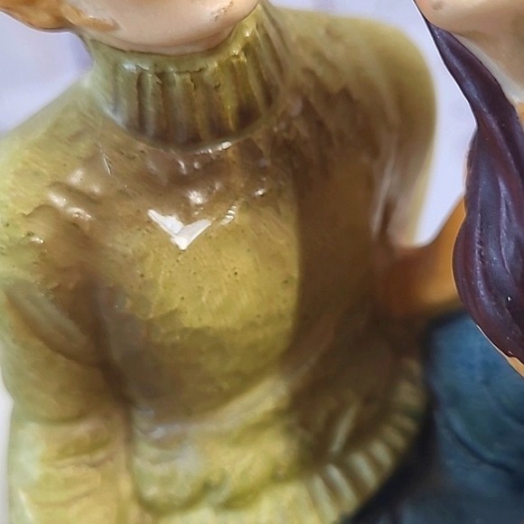 Vintage 70s Ceramic Couple Wind Up Music Playing Shelf Decor Japanese MCM 6.5" - Picture 7 of 17